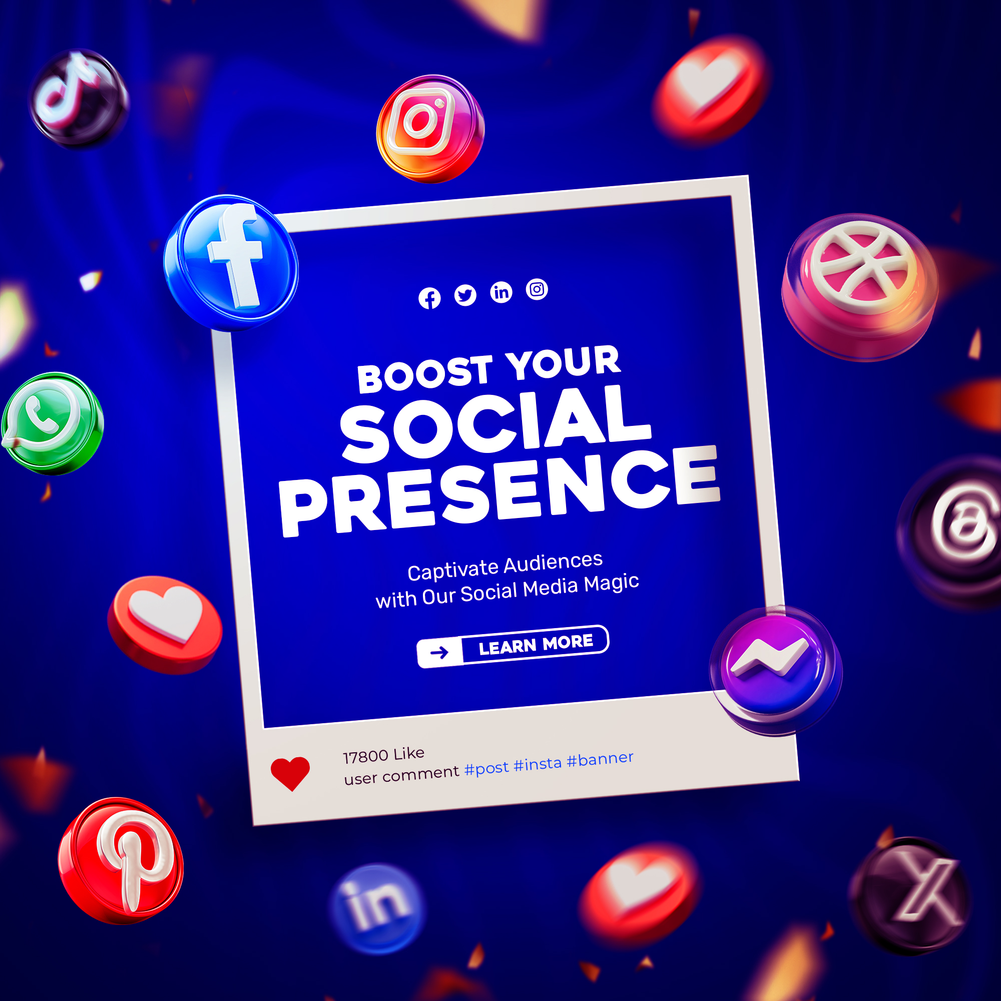 social media instagram digital marketing concept 3d rendering po